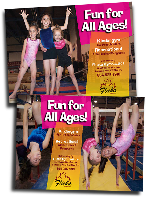 Flicka Gymnastics Club print ads